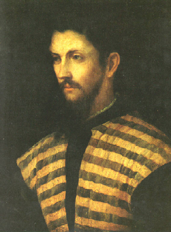 Ritratto di giovane uomo con giubbetto striato (dipinto) di Girolamo di Romano detto Romanino (inizio sec. XVI)