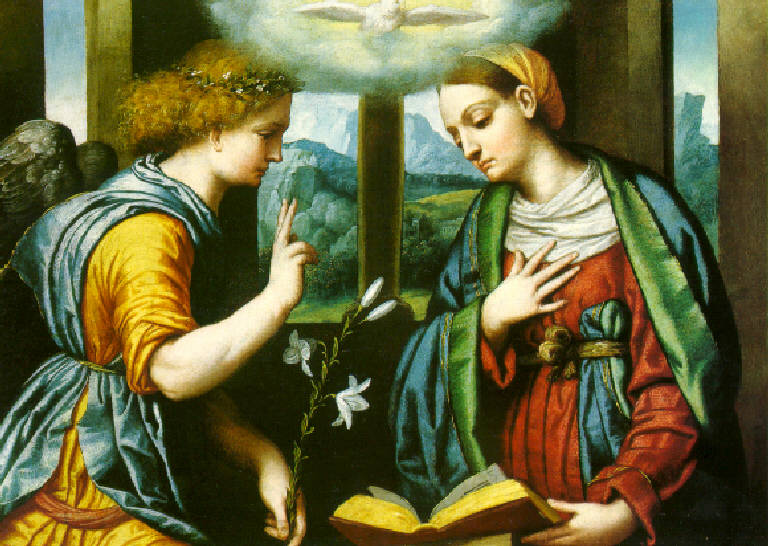 Annunciazione (dipinto) di Bonvicino Alessandro detto Moretto (secondo quarto sec. XVI)