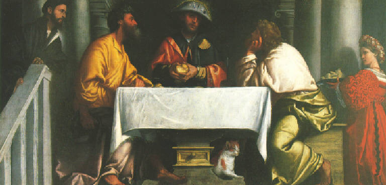 Cena in Emmaus (dipinto) di Bonvicino Alessandro detto Moretto (secondo quarto sec. XVI)