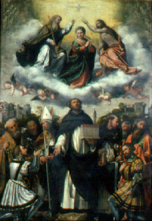 Incoronazione di Maria Verigine con santi (dipinto) di Girolamo di Romano detto Romanino (secondo quarto sec. XVI)