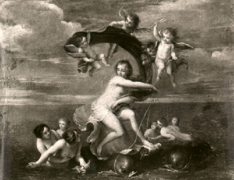 Venere sulle acque con ninfe e amorini (dipinto) - scuola bolognese (prima metà sec. XVII)