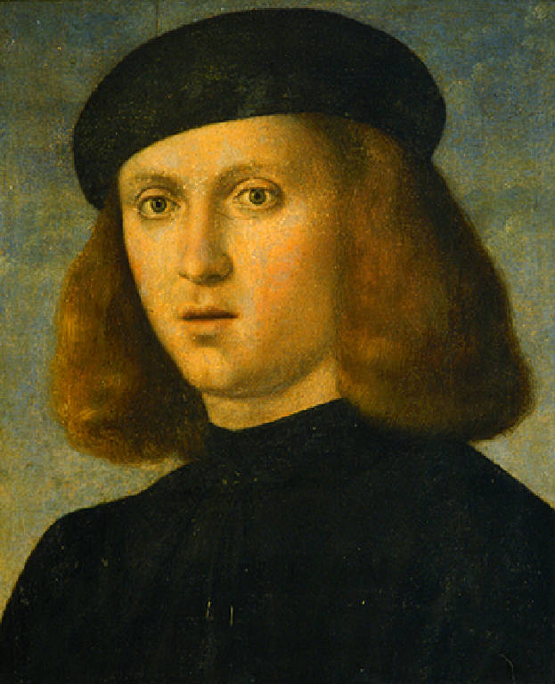 Ritratto maschile con copricapo nero (dipinto) di Bissolo Francesco (attr.) (inizio sec. XVI)