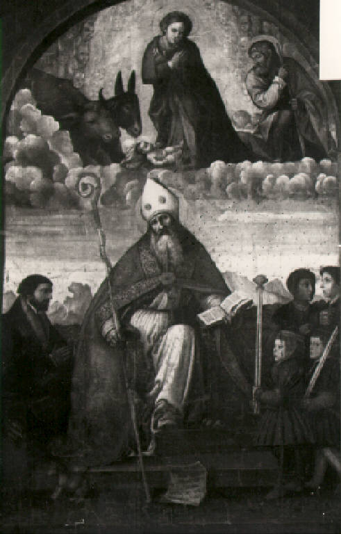 Grammatico Testeri e scolari davanti a San Nicola (dipinto) di Paolo da Cailina il Giovane (secondo quarto sec. XVI)