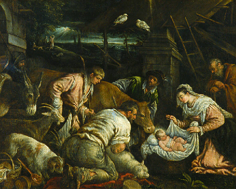 Adorazione dei pastori (dipinto) di Da Ponte Francesco detto Bassano Francesco il Giovane (attr.) (terzo quarto sec. XVI)