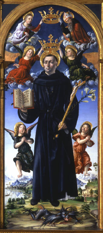 San Nicola da Tolentino (scomparto di polittico dipinto) di Civerchio Vincenzo (fine sec. XV)