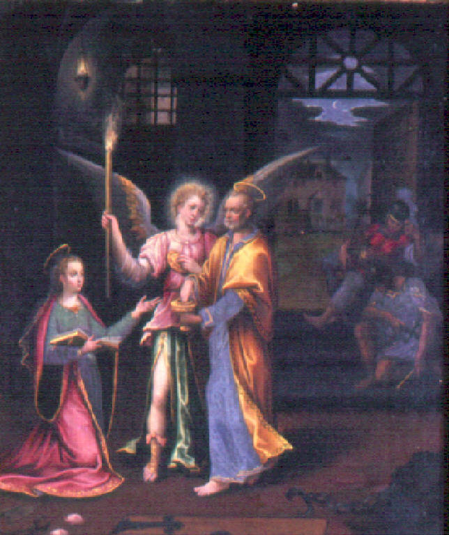 Sant'Agata visitata da San Pietro e dall'angelo (dipinto) di Campi Bernardino (attr.) (terzo quarto sec. XVI)