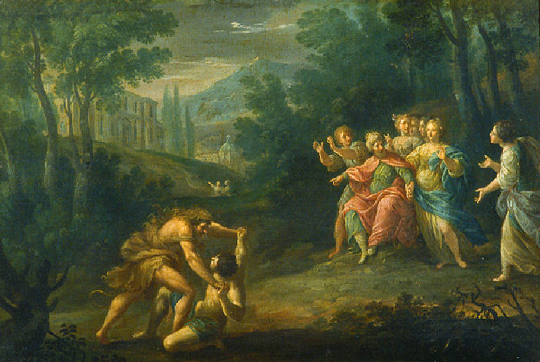 Ercole protegge le figlie di Licomede (dipinto) - scuola francese (sec. XVII)