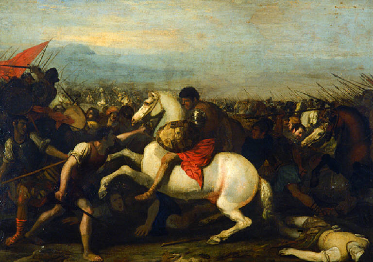 Battaglia tra fanti e cavalieri (dipinto) di Falcone Aniello (attr.) (prima metà sec. XVII)