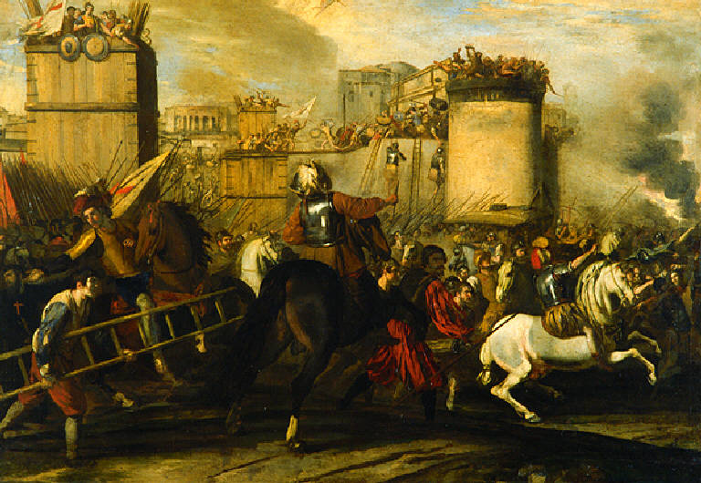Assalto ad una fortezza (dipinto) di Falcone Aniello (attr.) (prima metà sec. XVII)