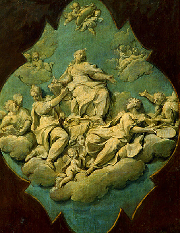 Glorificazione delle arti (dipinto) di Monti Francesco (prima metà sec. XVIII)