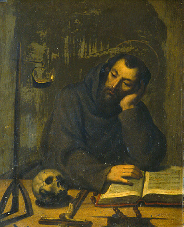 San Francesco in meditazione (dipinto) - scuola veronese (fine sec. XVI)