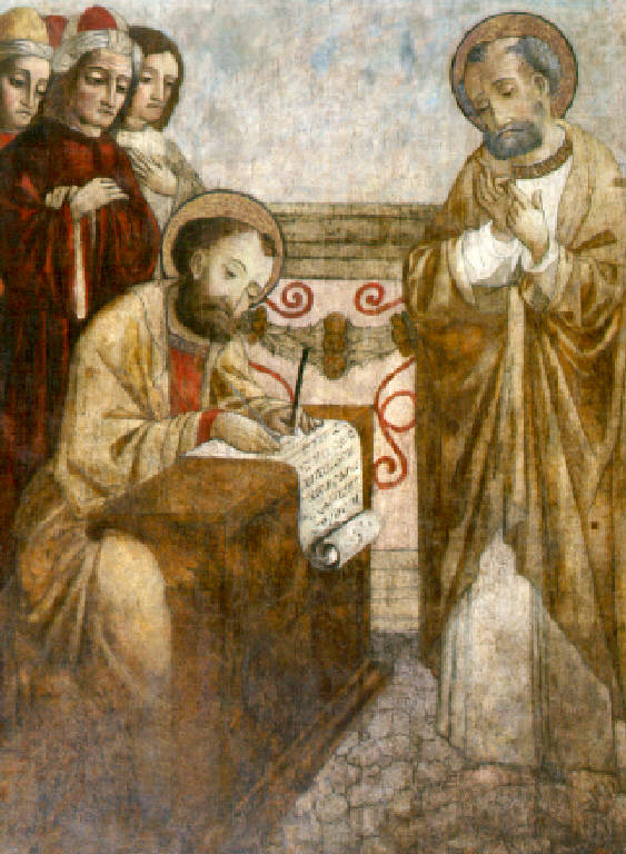 San Pietro detta il vangelo a San Marco (dipinto) di Maestro di Santa Maria degli Angeli a Gardone Val Trompia (inizio sec. XVI)