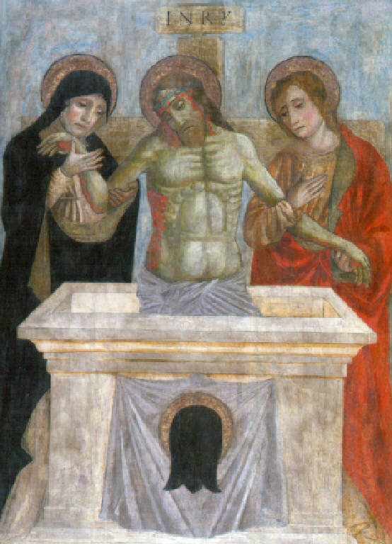 Cristo in pietà tra la Madonna e San Giovanni (dipinto) di Maestro di Santa Maria degli Angeli a Gardone Val Trompia (inizio sec. XVI)