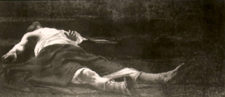 Vae Tyrannis, Figura d'uomo giacente (dipinto) di Filippini Francesco (ultimo quarto sec. XIX)