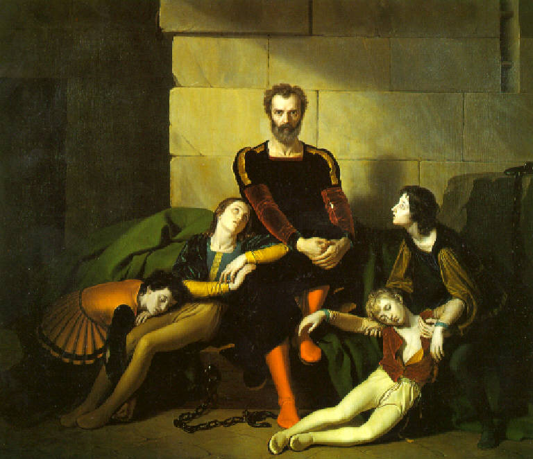 Conte Ugolino della Gherardesca con i figli nella torre della fame (dipinto) di Diotti Giuseppe (prima metà sec. XIX)