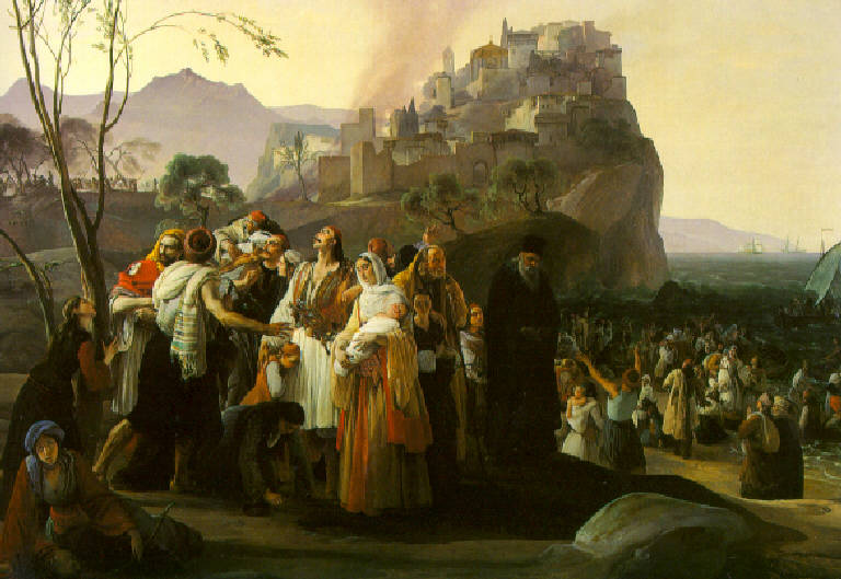 Gli abitanti di Parga che abbandonano la loro patria, Profughi di parga (dipinto) di Hayez Francesco (prima metà sec. XIX)