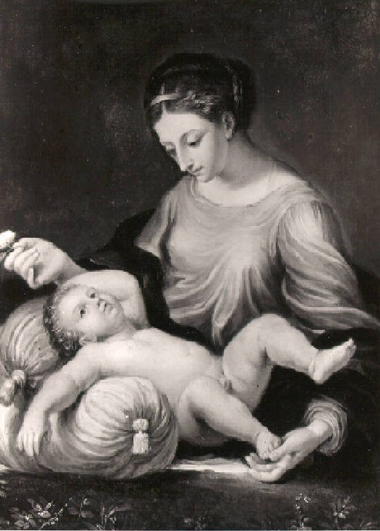 Madonna con Bambino (dipinto) di Schiavoni Natale (sec. XIX)