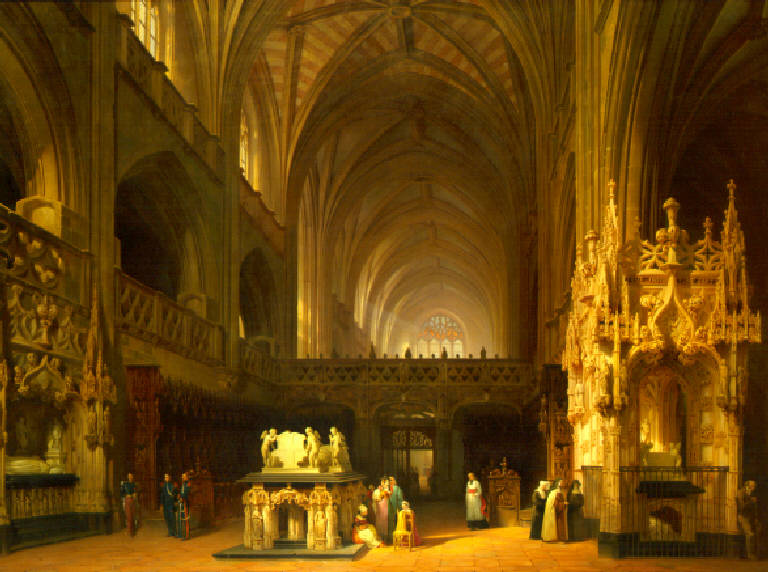 Veduta del coro dell'abbazia di hautcombe (dipinto) di Bisi Luigi (metà sec. XIX)