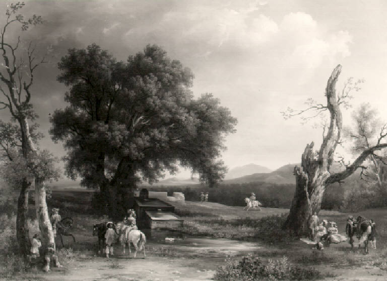 Episodio di caccia con il falcone (dipinto) di Taparelli D'Azeglio Massimo (sec. XIX)