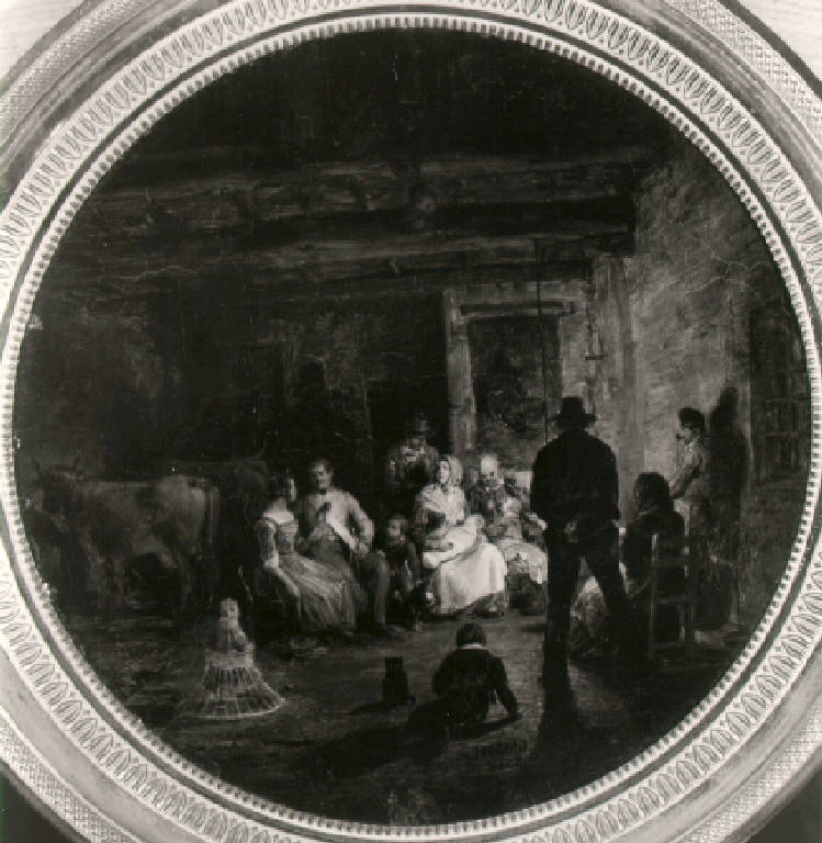Interno di una stalla (dipinto) di Inganni Angelo (prima metà sec. XIX)