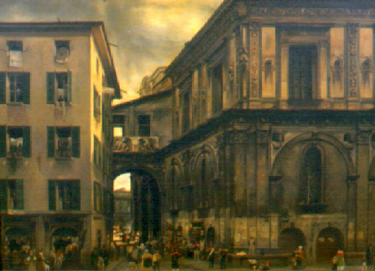 Veduta del lato occidentale della loggia (dipinto) di Pernici Faustino (prima metà sec. XIX)