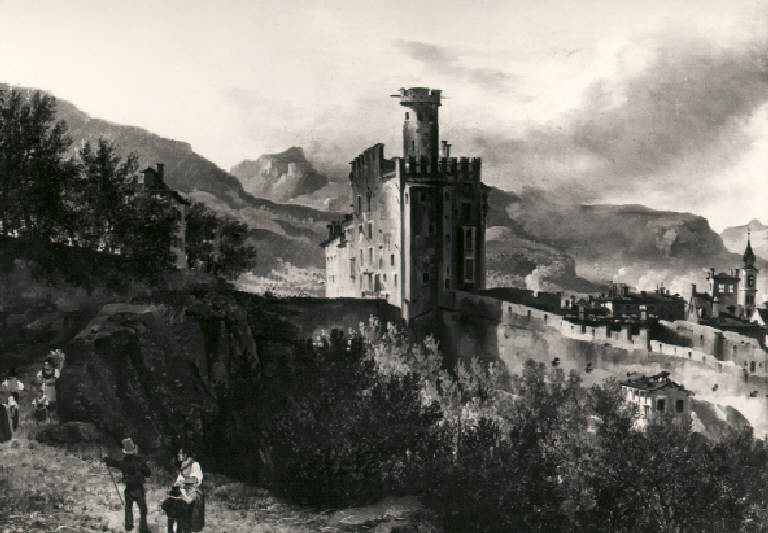 Veduta del castello di Trento (dipinto) di Pernici Faustino (sec. XIX)