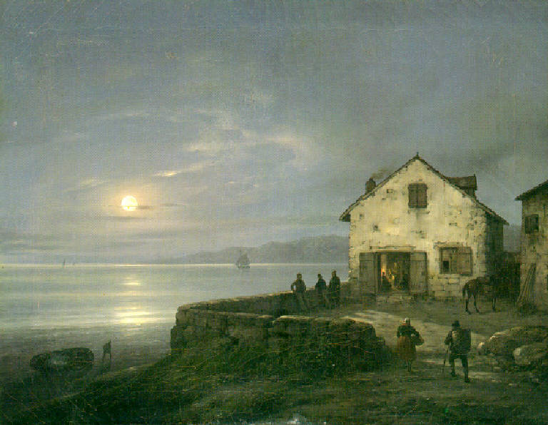 Marina con luna (dipinto) di Canella Giuseppe (prima metà sec. XIX)