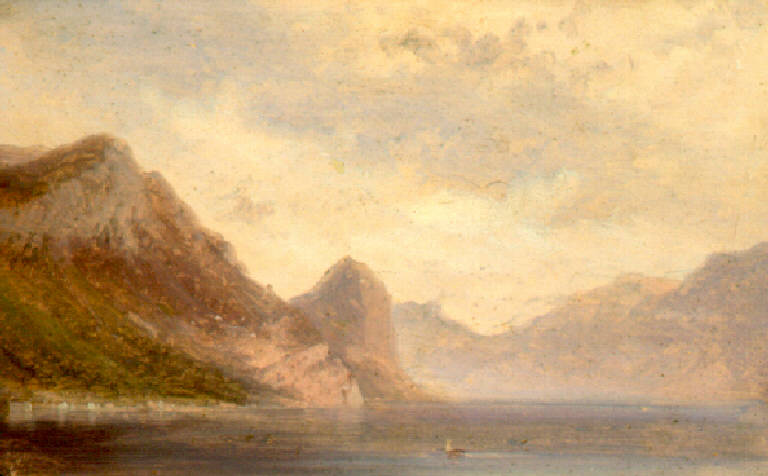 Veduta del lago d'iseo (dipinto) di Joli Faustino (sec. XIX)