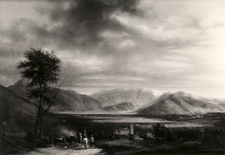 Veduta del lago d'iseo (dipinto) di Joli Faustino (terzo quarto sec. XIX)