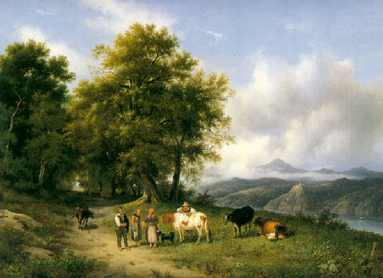 Veduta delle sponde del Sebino (dipinto) di Canella Giuseppe (prima metà sec. XIX)
