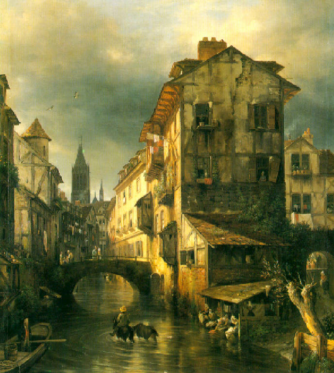 Veduta delle tintorie di rouen (dipinto) di Canella Giuseppe (prima metà sec. XIX)