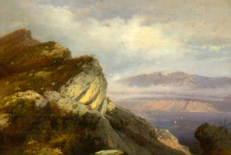 Veduta delle montagne del Garda (dipinto) di Joli Faustino (sec. XIX)