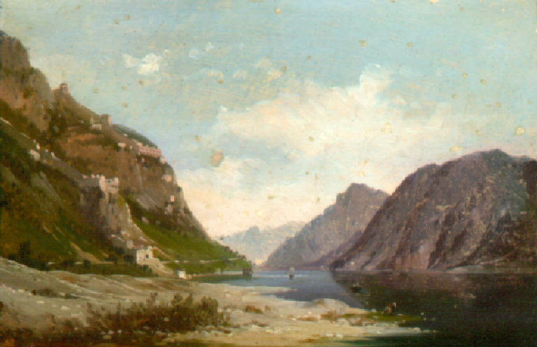 Veduta della sponda del lago d'idro (dipinto) di Joli Faustino (sec. XIX)