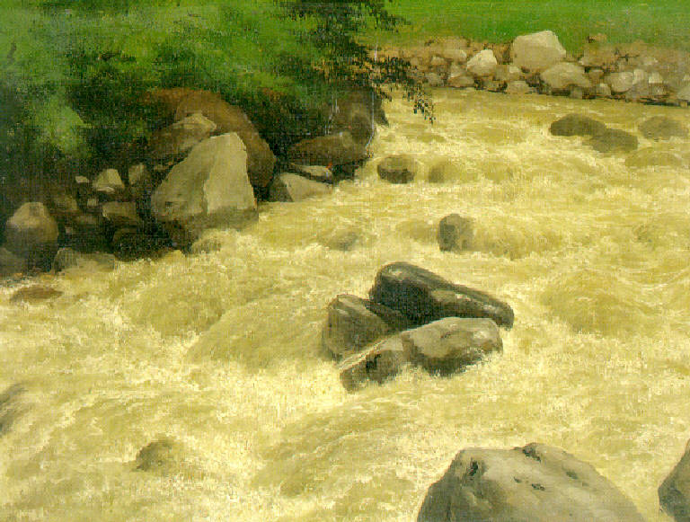 Paesaggio con torrente (dipinto) di Canella Giuseppe (sec. XIX)