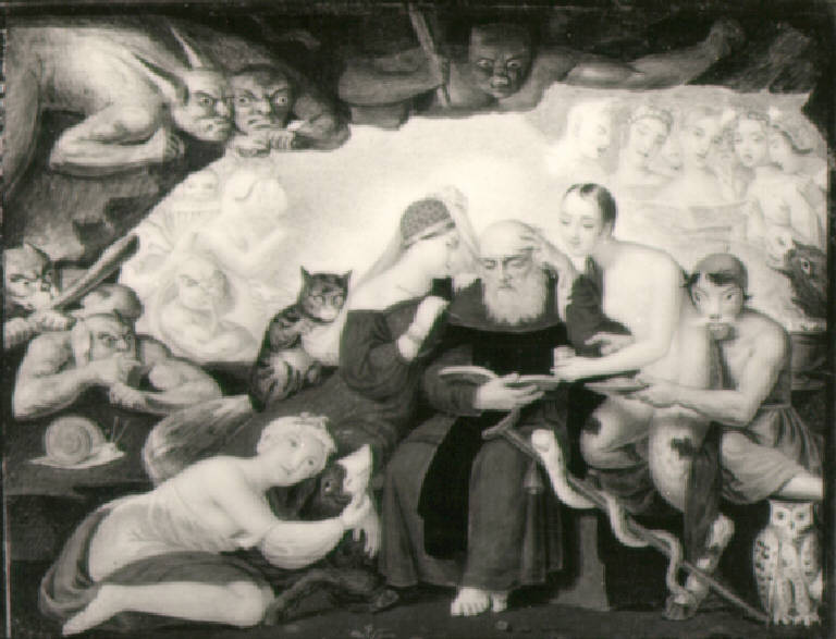 Tentazioni di sant'antonio (dipinto) di Vergine Pietro (sec. XIX)