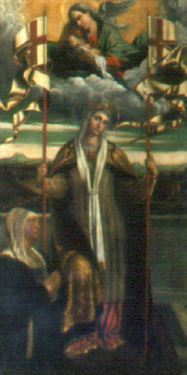 Sant'Orsola, una devota e la Madonna in gloria con Gesù Bambino (dipinto) di Gandino Bernardino (prima metà sec. XVII)