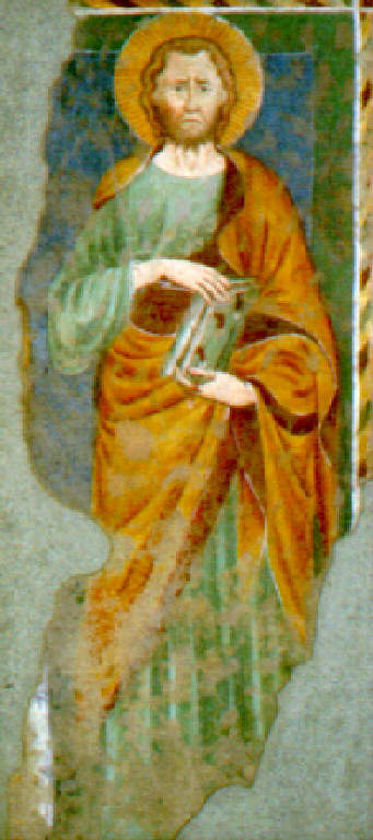 Figura di santo con libro (dipinto) - scuola veronese (?) (prima metà sec. XIV)