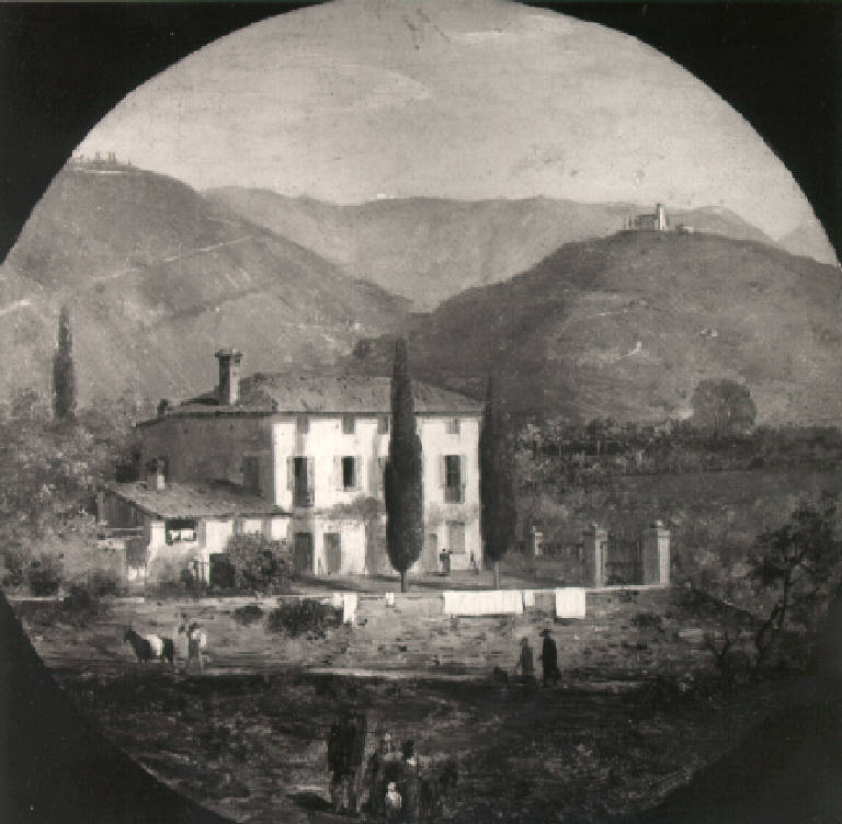 Veduta di una villa (dipinto) di Inganni Angelo (terzo quarto sec. XIX)