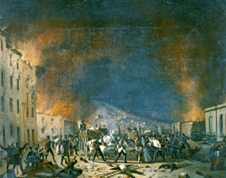 Episodio delle dieci giornate a Porta Torrelunga (dipinto) di Joli Faustino (metà sec. XIX)