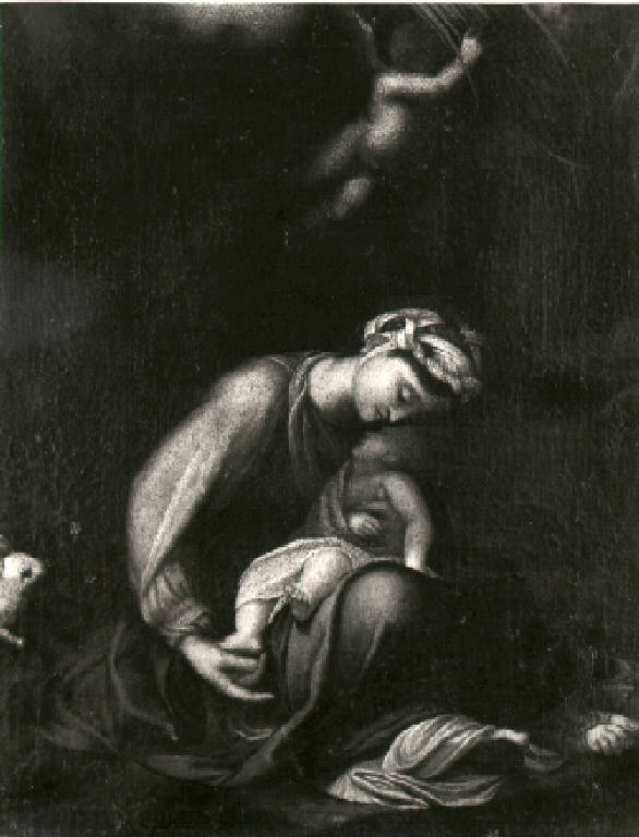 Madonna con Bambino in umiltà (dipinto) - scuola Italia settentrionale (fine sec. XVI)
