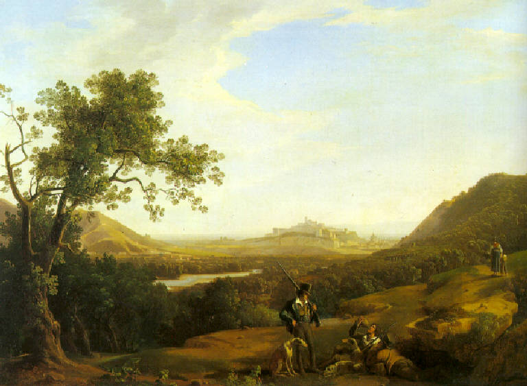 Veduta della val Trompia con castello (dipinto) di Basiletti Luigi (secondo quarto sec. XIX)