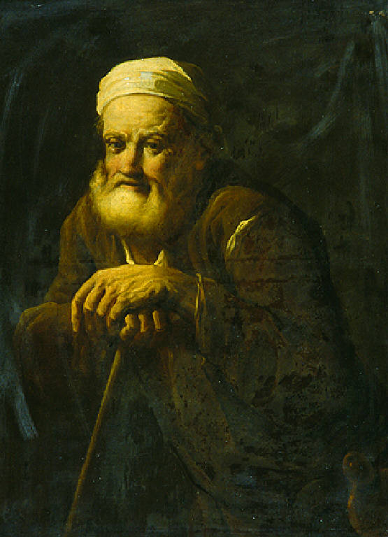 Figura di vecchio con bastone (dipinto) di Cifrondi Antonio (secondo quarto sec. XVIII)