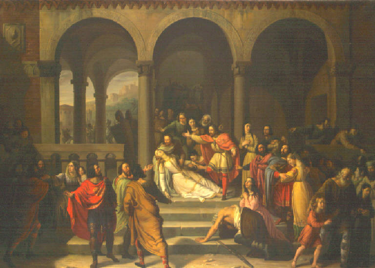 Morte di Scomburga (dipinto) di Rottini Gabriele (terzo quarto sec. XIX)