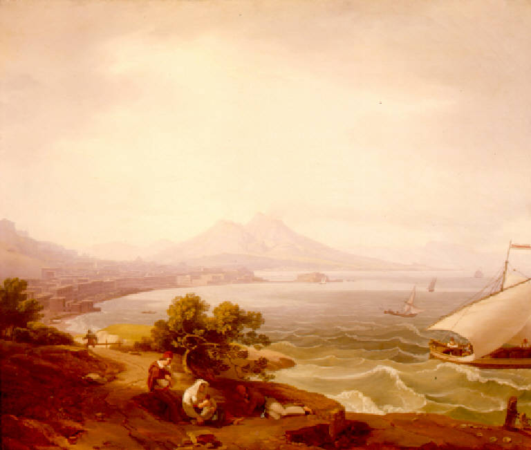 Veduta di Napoli (dipinto) di Basiletti Luigi (sec. XIX)