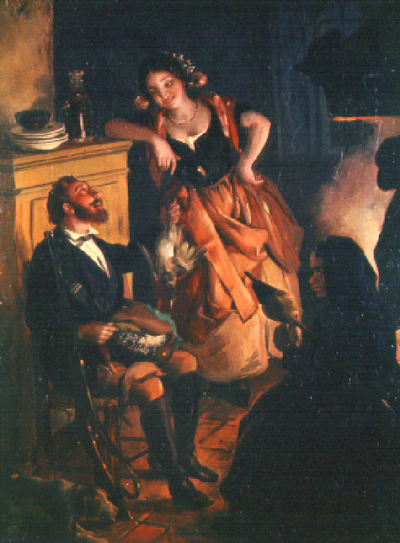 Figura di cacciatore (dipinto) di Inganni Angelo (sec. XIX)