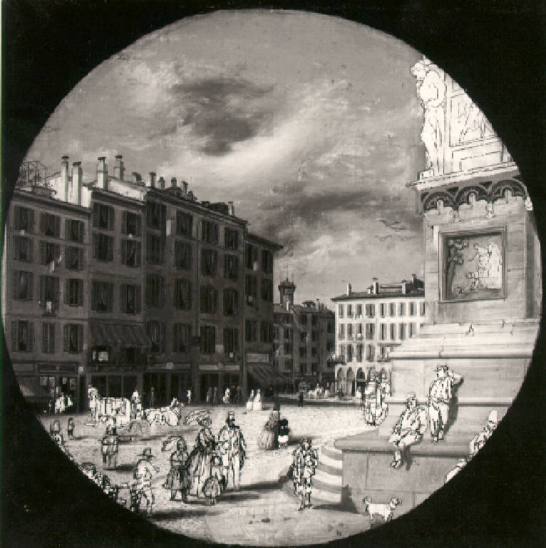 Veduta di piazza del duomo a Milano (dipinto) di Inganni Angelo (sec. XIX)