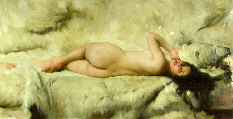 Figura femminile nuda (dipinto) di Grosso Giacomo (inizio sec. XX)