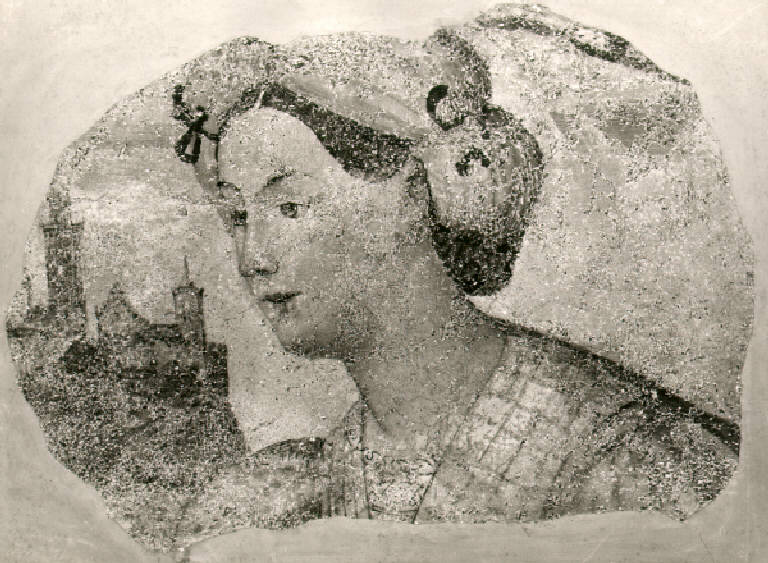 Figura femminile con copricapo (dipinto) di Ferramola Floriano (inizio sec. XVI)