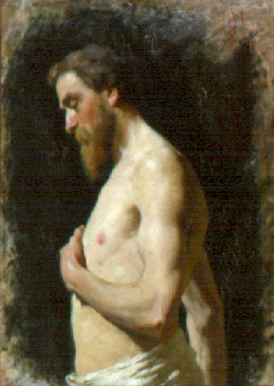 Figura maschile nuda (dipinto) di Filippini Francesco (sec. XIX)