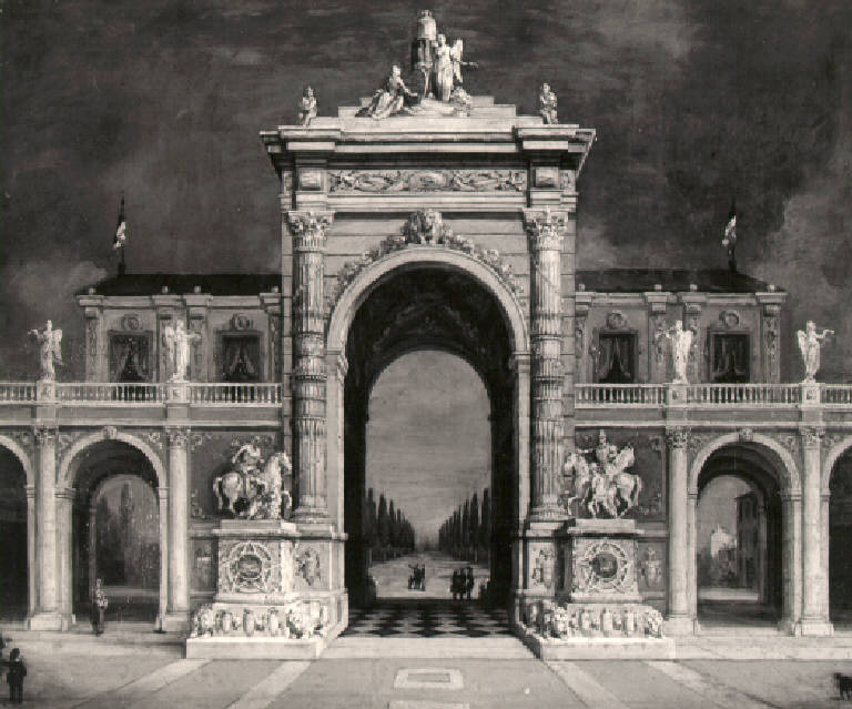 Veduta dell'arco onorario (dipinto) di Inganni Angelo (sec. XIX)